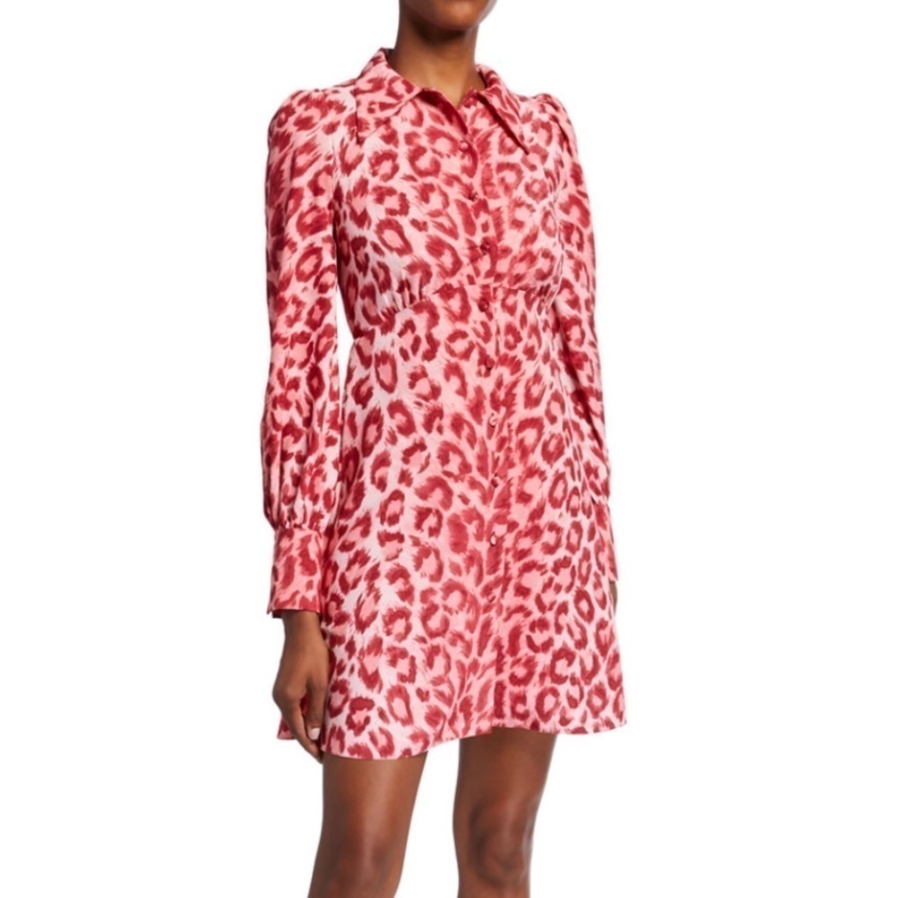 Kate Spade Panthera Leopard Long-Sleeve Mini Shirtdress